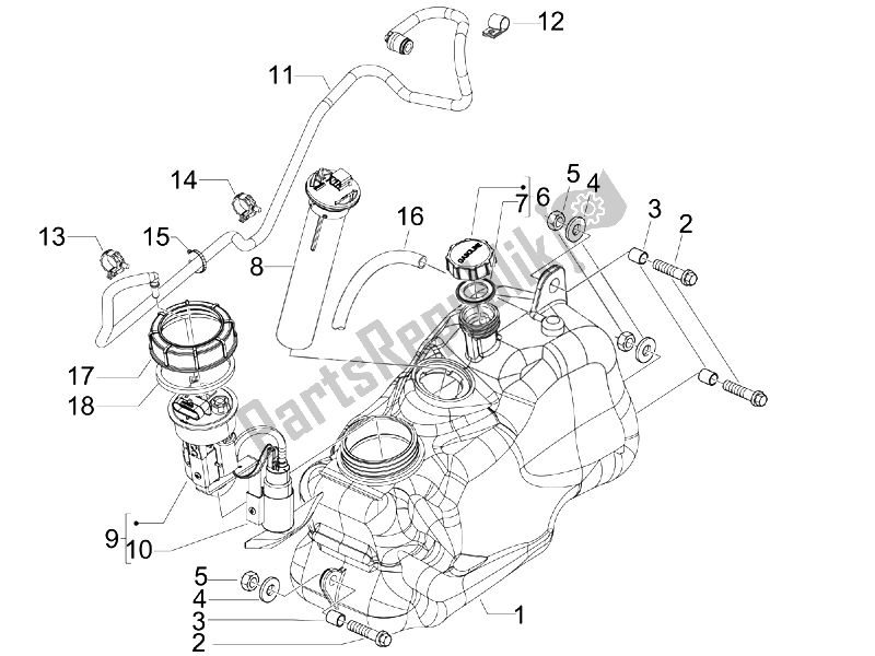 Todas las partes para Depósito De Combustible de Piaggio MP3 300 IE MIC 2010