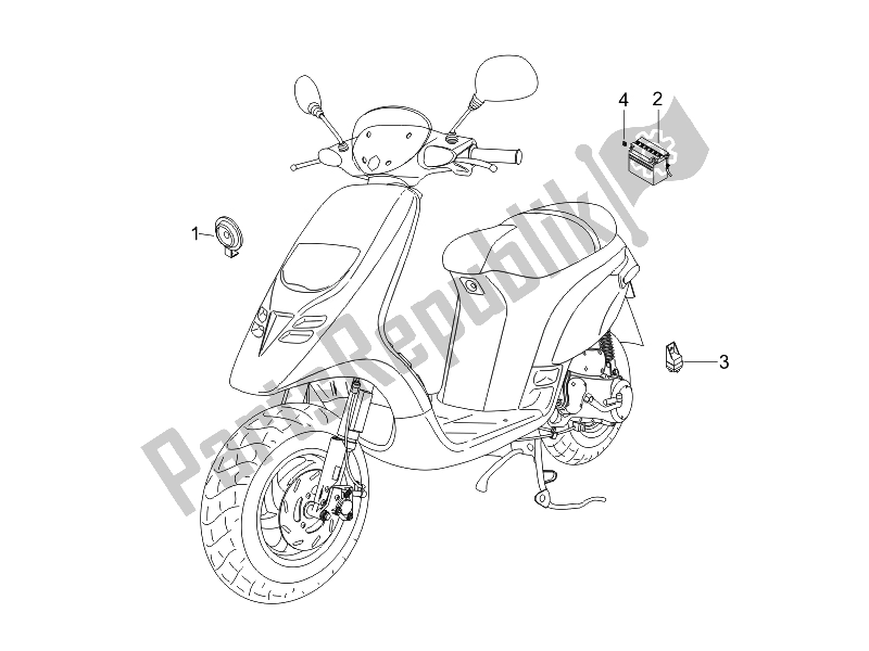 All parts for the Remote Control Switches - Battery - Horn of the Piaggio Typhoon 50 Serie Speciale 2007