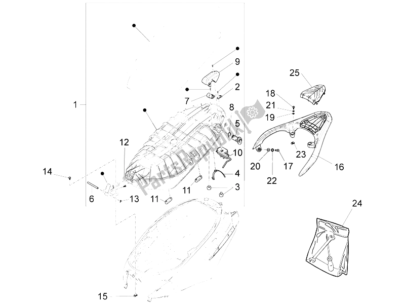 Todas las partes para Silla De Montar / Asientos de Piaggio FLY 125 4T 3V IE E3 LEM 2012