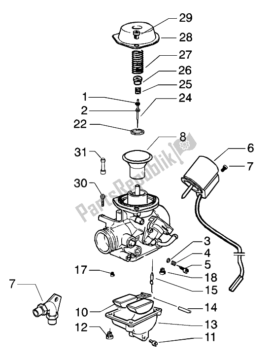 Toutes les pièces pour le Carburateur (2) du Piaggio Beverly 125 2002