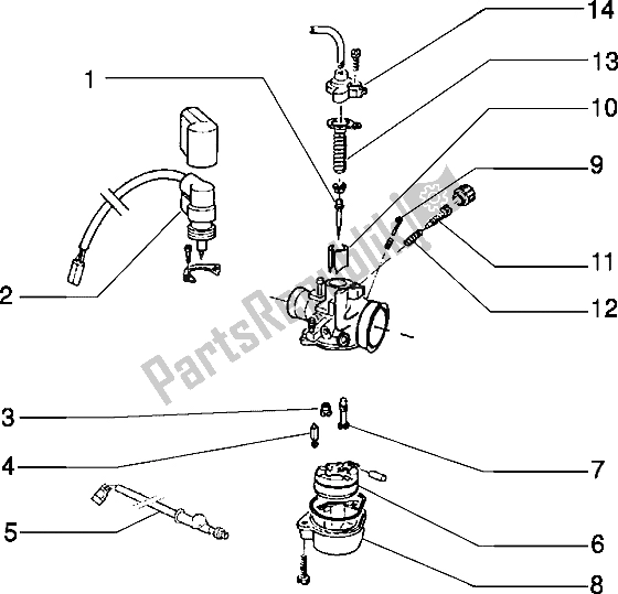 All parts for the Carburettor (2) of the Piaggio Typhoon 125 1995