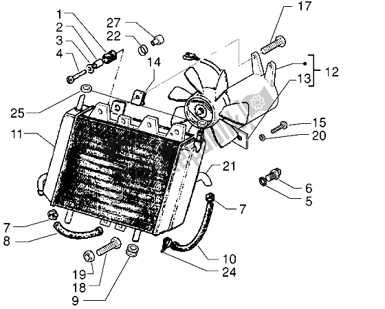 All parts for the Radiator of the Piaggio X9 125 2000