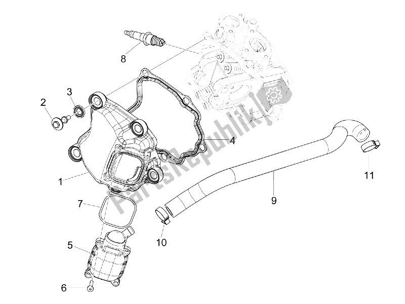 Todas las partes para Cubierta De Tapa De Cilindro de Piaggio X7 250 IE Euro 3 2008