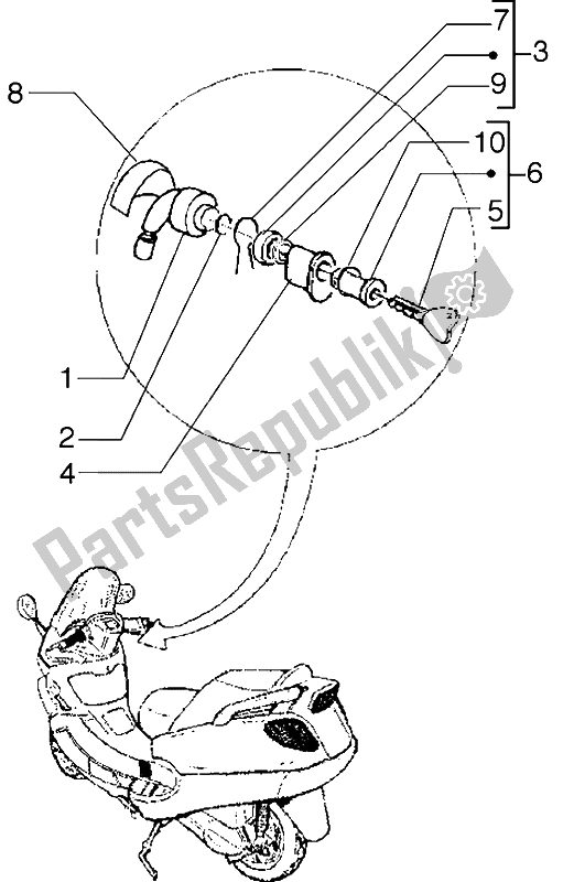 Todas las partes para Interruptor Con Llave de Piaggio X9 500 2004