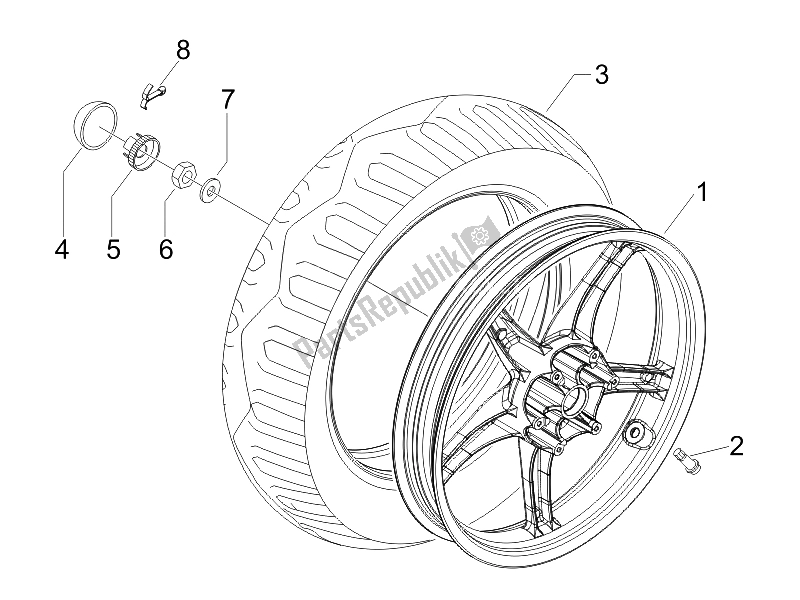 Toutes les pièces pour le Roue Arrière du Piaggio FLY 100 4T 2008