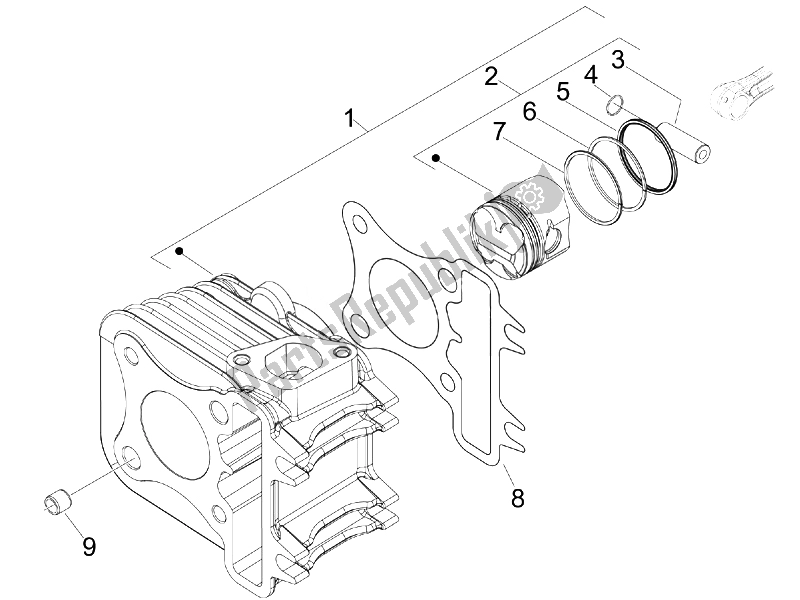 Todas las partes para Unidad De Pasador Cilindro-pistón-muñeca de Piaggio FLY 50 4T 4V USA 1 2014