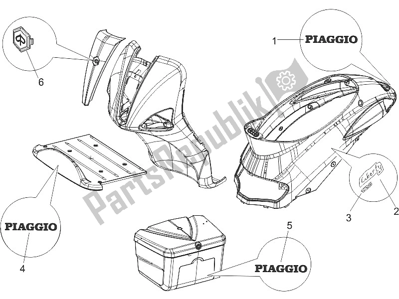 All parts for the Plates - Emblems of the Piaggio Liberty 150 4T 2V E3 PTT Libanon Israel 2011
