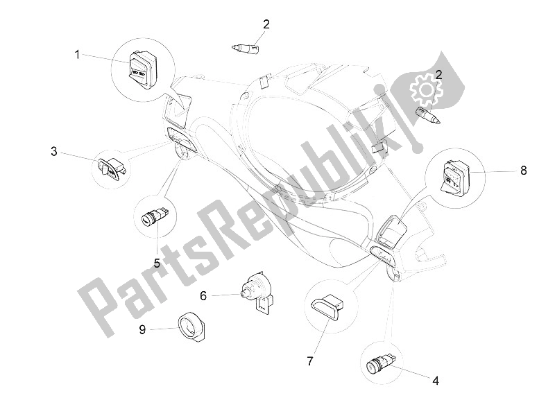 All parts for the Selectors - Switches - Buttons of the Piaggio FLY 50 4T 2V 25 30 KMH 2016