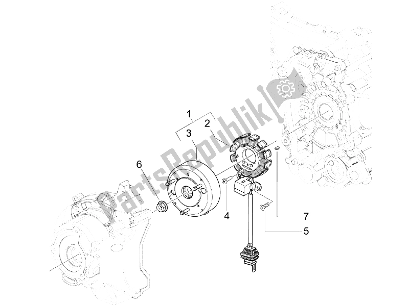 Todas las partes para Volante Magneto de Piaggio X7 125 Euro 3 2008