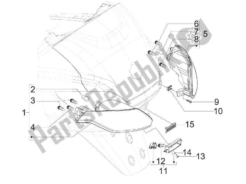 All parts for the Rear Headlamps - Turn Signal Lamps of the Piaggio MP3 400 RL Touring 2011