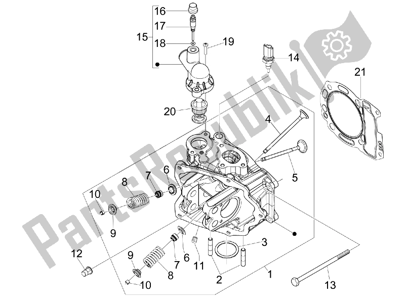 Toutes les pièces pour le Unité De Tête - Valve du Piaggio MP3 250 IE MIC USA 2010