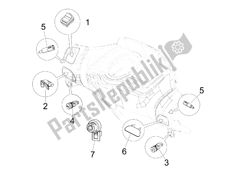 Toutes les pièces pour le Sélecteurs - Interrupteurs - Boutons du Piaggio NRG Power DT Serie Speciale 50 2007