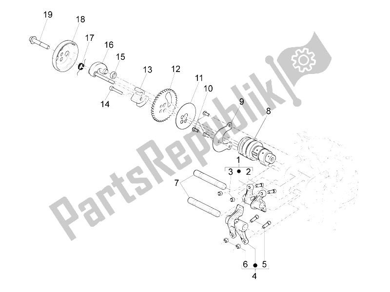 Alle onderdelen voor de Rocking Hendels Steuneenheid van de Piaggio X 10 500 4T 4V I E E3 2012