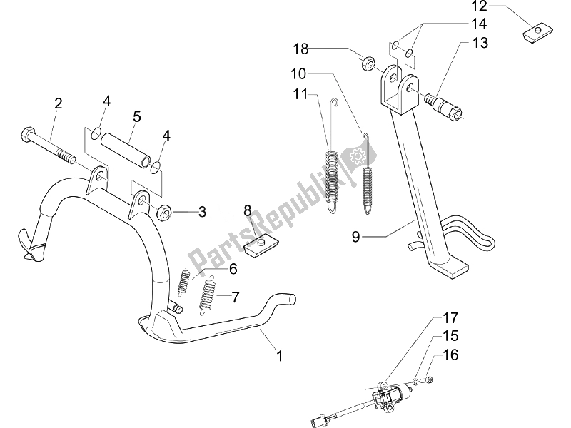 All parts for the Stand/s of the Piaggio Beverly 250 Cruiser E3 2007