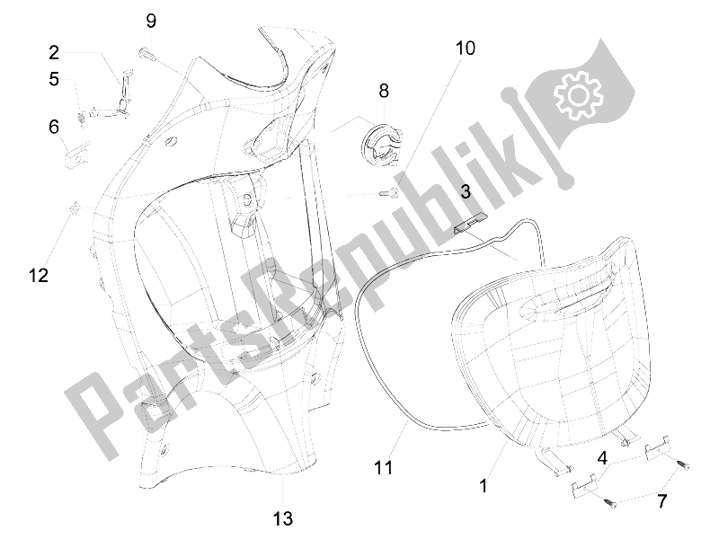 Todas las partes para Guantera Frontal - Panel De Rodilleras de Piaggio Liberty 125 4T E3 2006