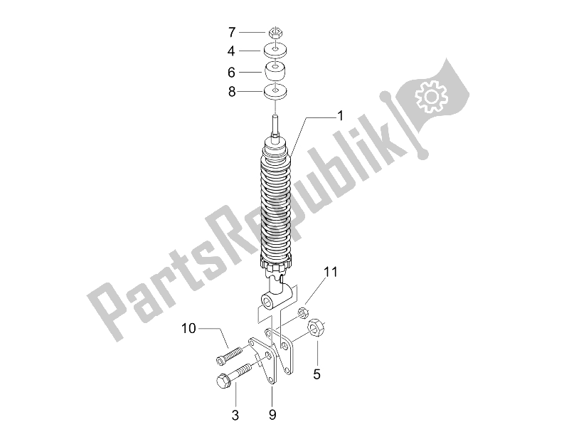 All parts for the Rear Suspension - Shock Absorber/s of the Piaggio Liberty 125 4T Sport E3 UK 2006