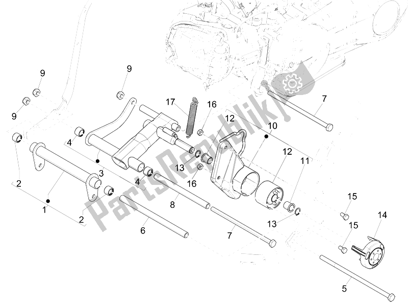 Toutes les pièces pour le Bras Oscillant du Piaggio Liberty 125 4T 3V IE E3 2014