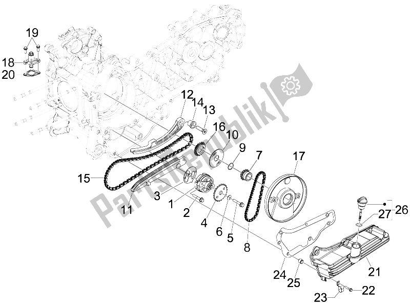 All parts for the Oil Pump of the Piaggio BV 250 Tourer USA 2008