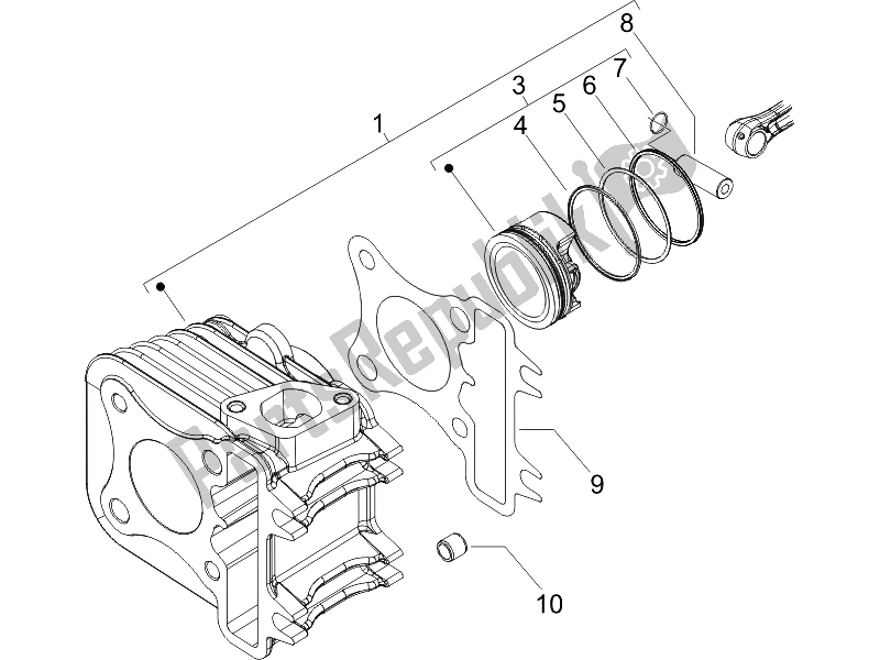 Toutes les pièces pour le Unité Cylindre-piston-axe De Poignet du Piaggio Liberty 50 4T PTT 2014