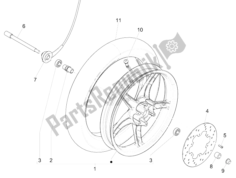 All parts for the Front Wheel of the Piaggio Liberty 200 4T 2006
