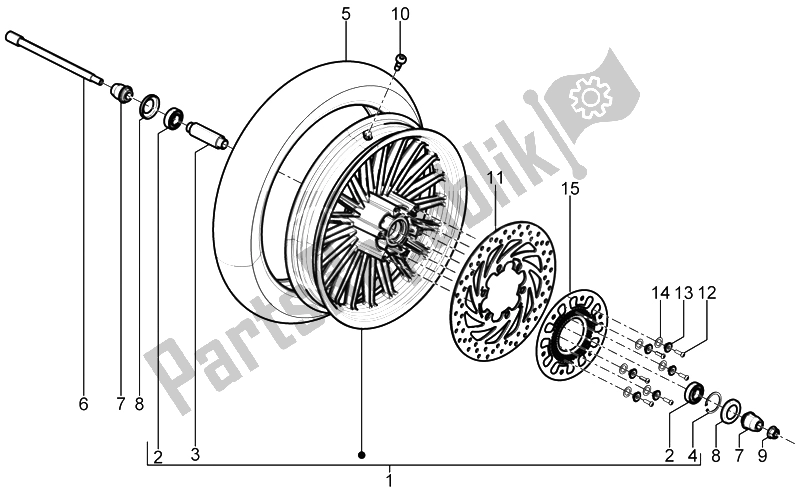 Todas las partes para Rueda Delantera de Piaggio BV 350 4T 4V IE E3 ABS USA 2015