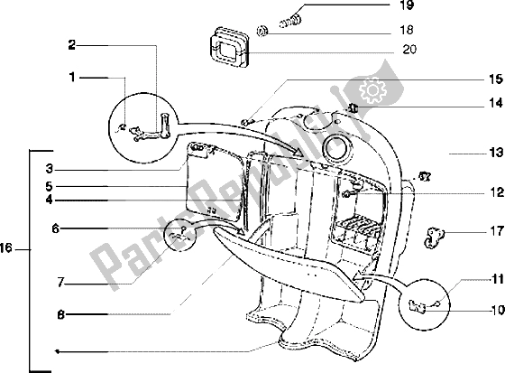 Tutte le parti per il Vano Portaoggetti Anteriore del Piaggio Free Pptt 50 1995