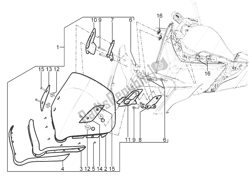 Todas las partes para Parabrisas - Vidrio de Piaggio MP3 300 Yourban ERL 2011