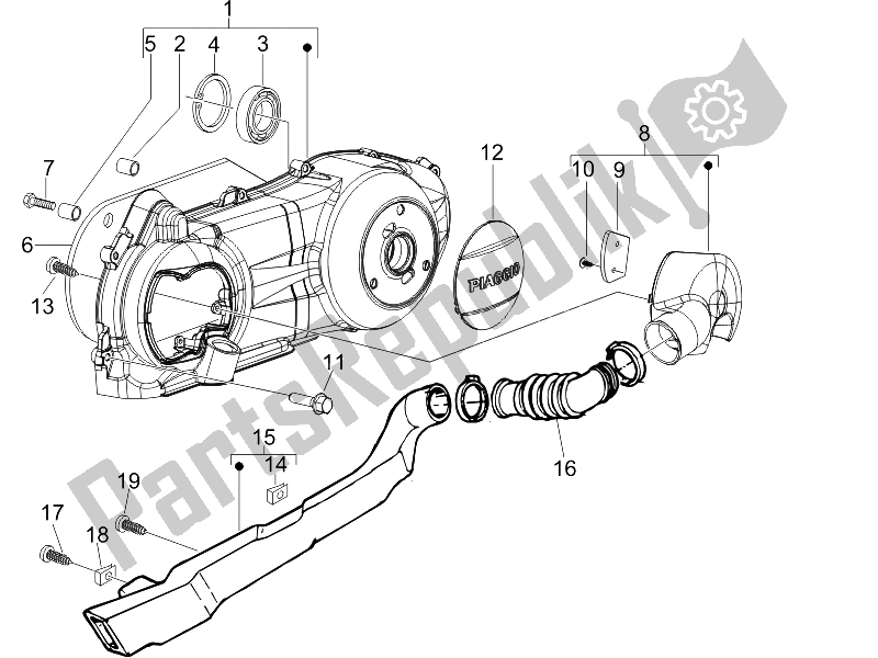 All parts for the Crankcase Cover - Crankcase Cooling of the Piaggio Liberty 125 4T 2006