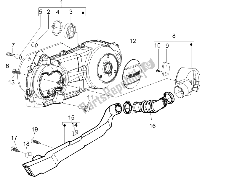 Wszystkie części do Pokrywa Skrzyni Korbowej - Ch? Odzenie Skrzyni Korbowej Piaggio Liberty 125 4T 2006