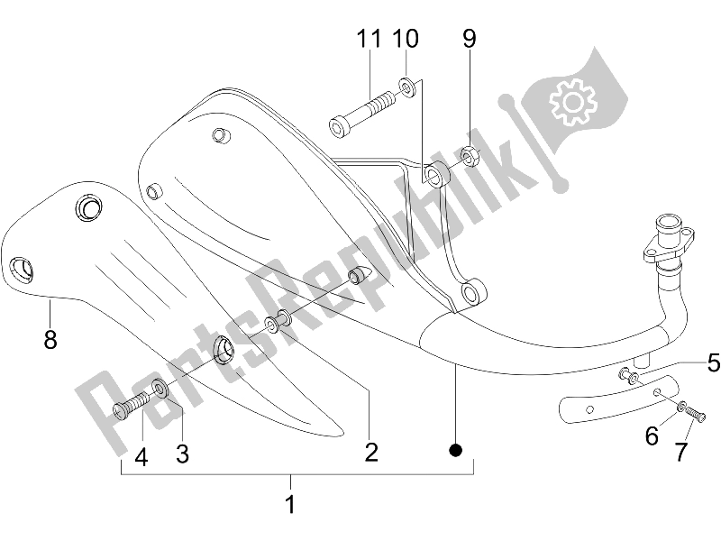 Tutte le parti per il Silenziatore del Piaggio Liberty 50 2T Sport UK 2006