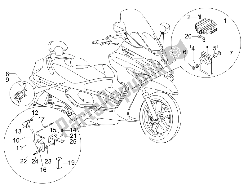 Toutes les pièces pour le Régulateurs De Tension - Unités De Commande électronique (ecu) - H. T. Bobine du Piaggio X EVO 250 Euro 3 UK 2007