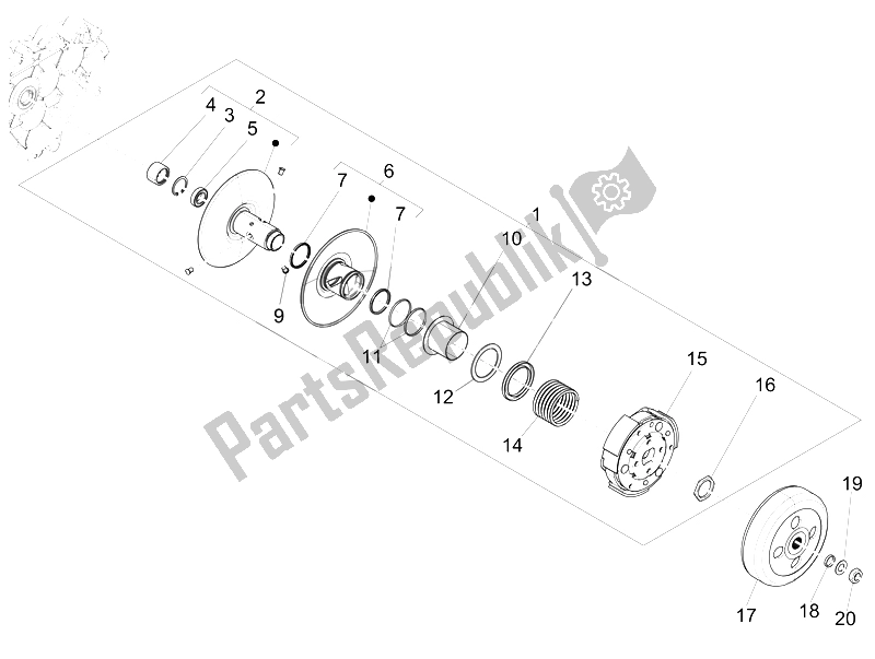 Tutte le parti per il Puleggia Condotta del Piaggio Liberty 125 Iget 4T 3V IE ABS 2015