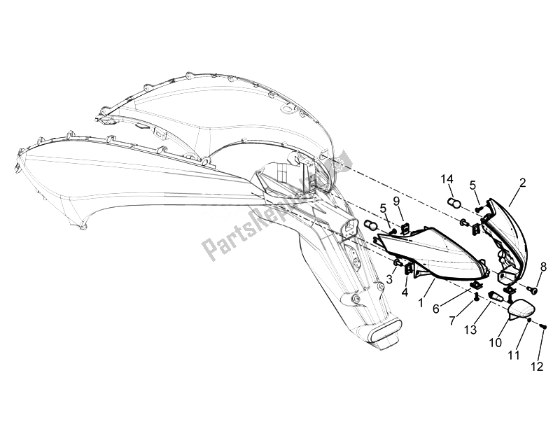 Toutes les pièces pour le Phares Arrière - Clignotants du Piaggio Beverly 300 RST S 4T 4V IE E3 2010