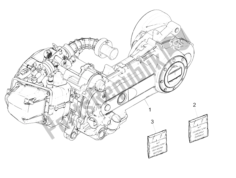 All parts for the Engine, Assembly of the Piaggio Liberty 50 Iget 4T 3V EU 2015