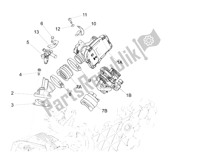 Toutes les pièces pour le Corps De Papillon - Injecteur - Tuyau Union du Piaggio Liberty 125 4T 3V IE E3 2014