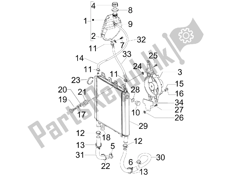 All parts for the Cooling System of the Piaggio BV 500 Tourer USA 2008