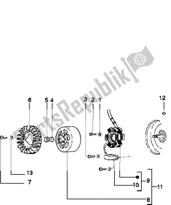 All parts for the Flywheel Magneto of the Piaggio Free Pptt 50 1995