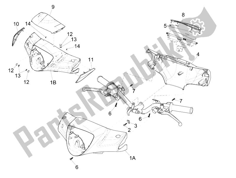 Todas las partes para Coberturas De Manillar de Piaggio Liberty 125 4T 3V IE E3 Vietnam 2014