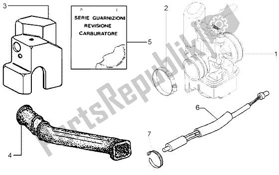 All parts for the Carburettor of the Piaggio FLY 50 2T 2004