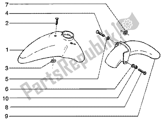 All parts for the Front And Rear Mudguard of the Piaggio Liberty 50 4T 2001