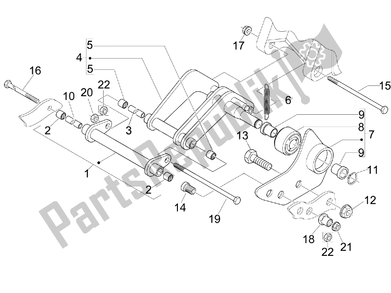 Toutes les pièces pour le Bras Oscillant du Piaggio Beverly 250 E3 2007