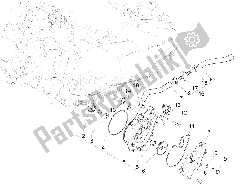 All parts for the Cooler Pump of the Piaggio Medley 150 4T IE ABS EU 2016