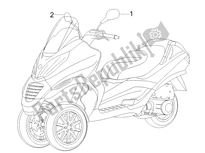 All parts for the Driving Mirror/s of the Piaggio MP3 125 2006