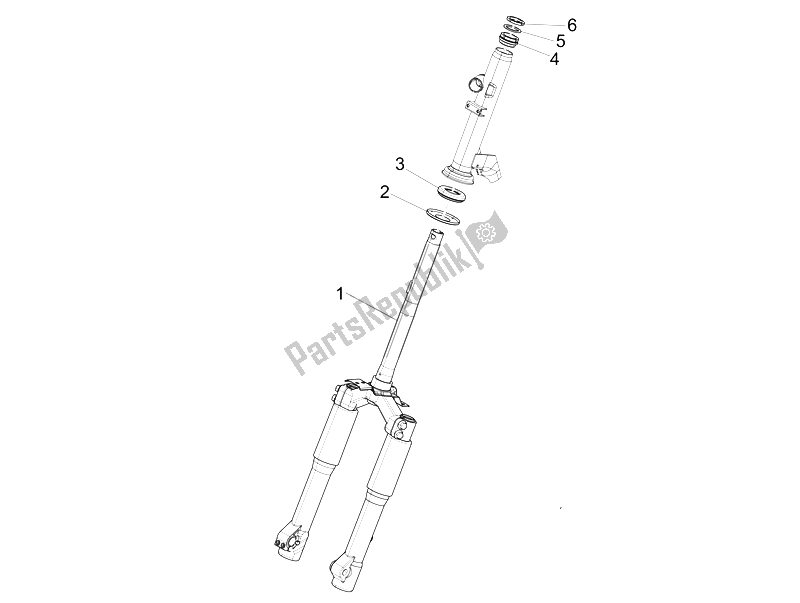 All parts for the Fork/steering Tube - Steering Bearing Unit of the Piaggio Liberty 150 4T 3V IE LEM Vietnam 2014