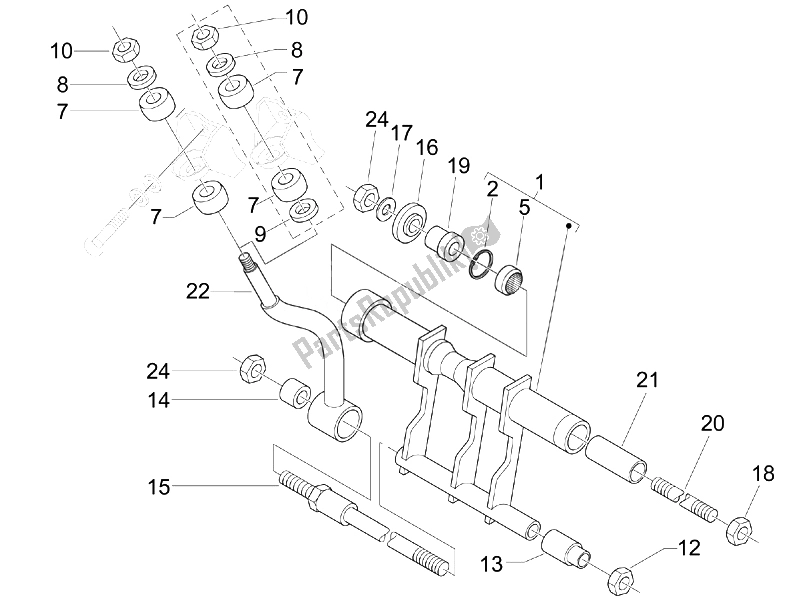 Toutes les pièces pour le Bras Oscillant du Piaggio X EVO 400 Euro 3 2007