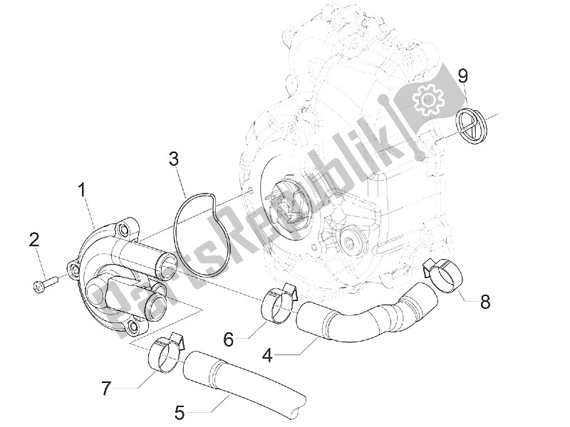 Todas las partes para Bomba De Enfriamiento de Piaggio MP3 300 IE E4 LT Business Sport ABS EU 2016