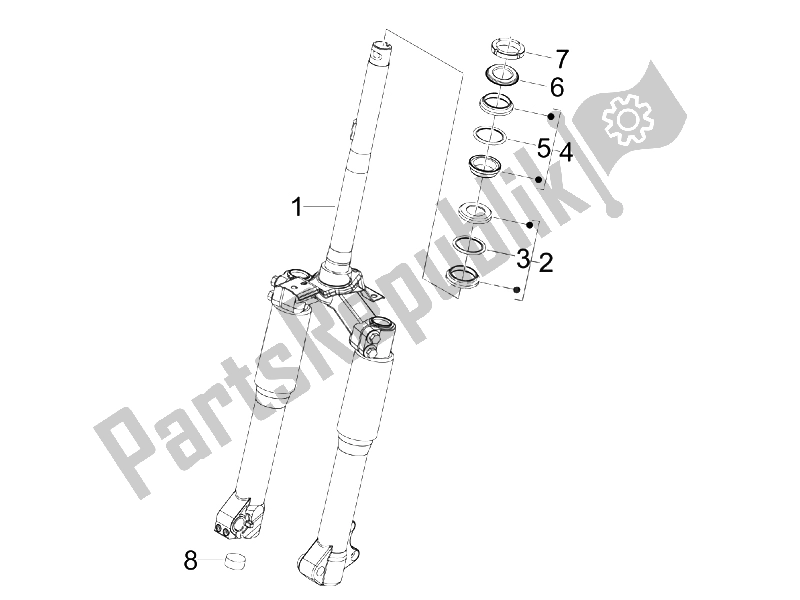 All parts for the Fork/steering Tube - Steering Bearing Unit of the Piaggio Liberty 200 4T Sport E3 2006