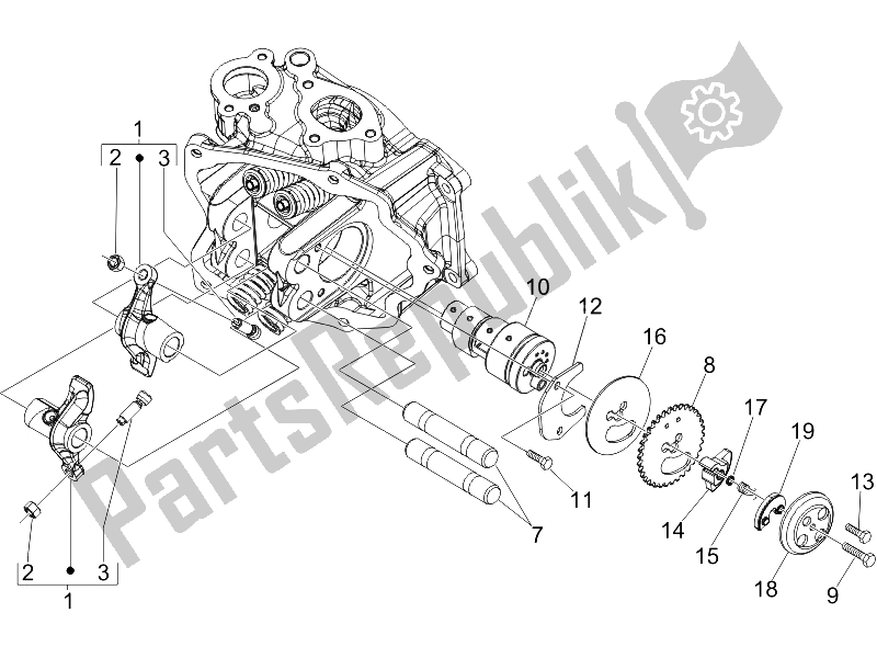 All parts for the Rocking Levers Support Unit of the Piaggio Liberty 200 4T 2006