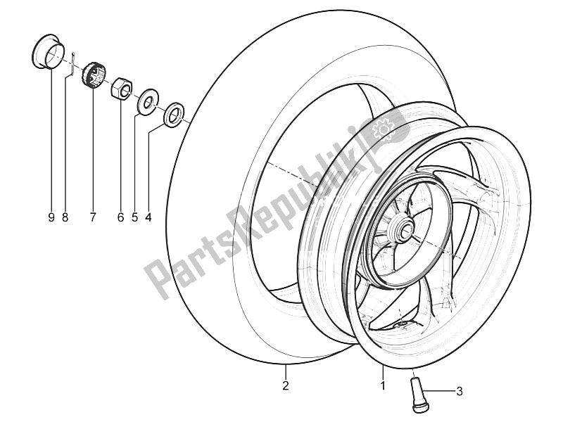 All parts for the Rear Wheel of the Piaggio Typhoon 50 2T E3 CH 2011