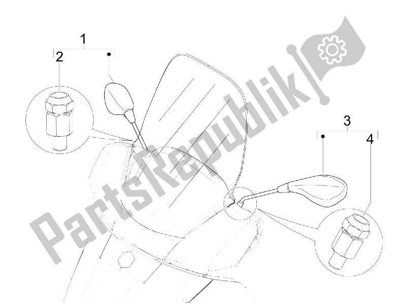 All parts for the Driving Mirror/s of the Piaggio X7 250 IE Euro 3 2008